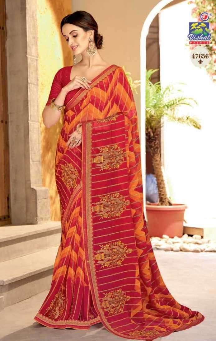 AKRITI SERIES 47655 TO 47660 SAREE BY VISHAL DESIGNER PRINTED FANCY SAREES ARE AVAILABLE AT WHOLESALE PRICE