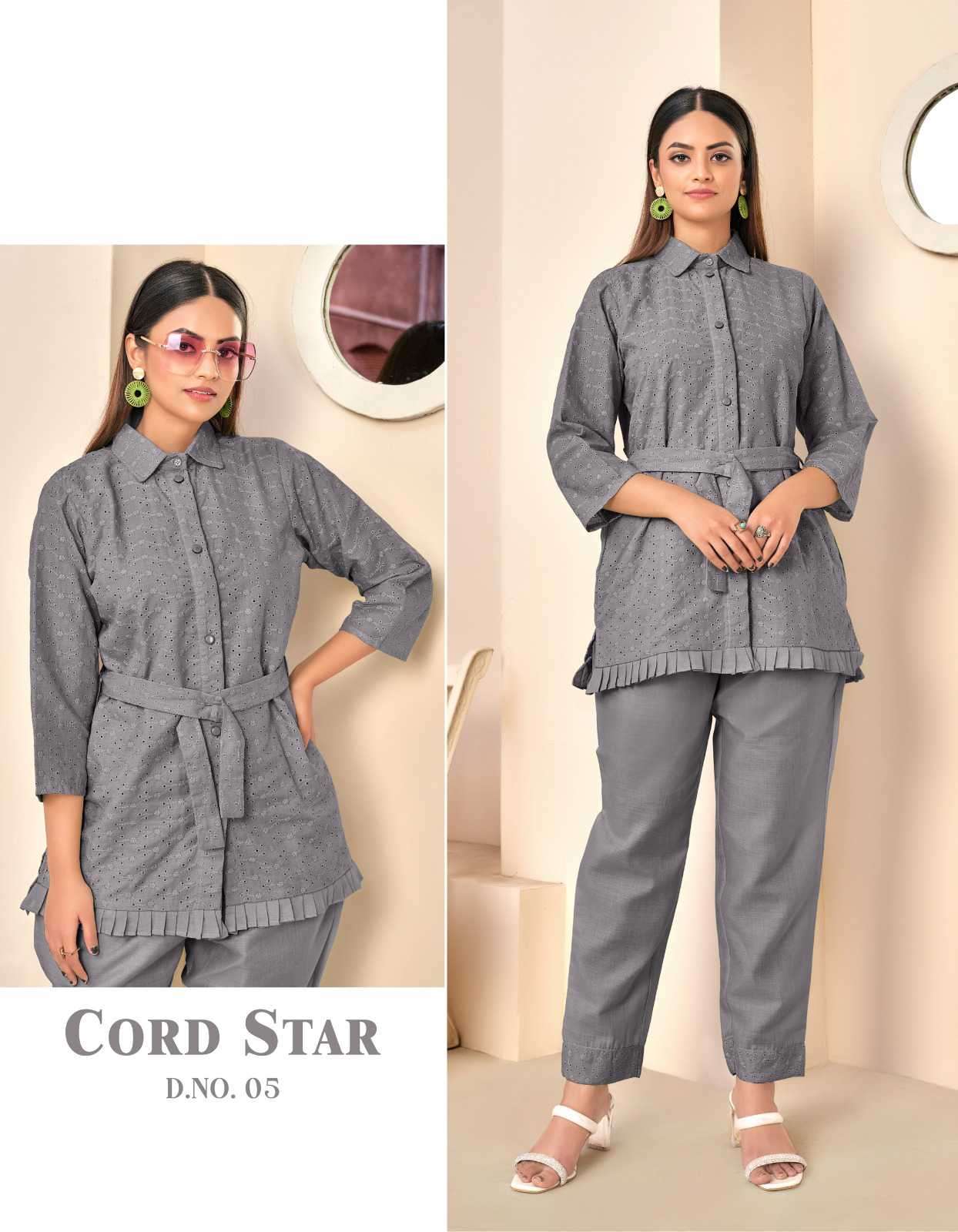 CORD STAR SERIES 01 TO 08 BY TUNIC HOUSE DESIGNER COTTON CO ORD SETS ARE AVAILABLE AT WHOLESALE PRICE