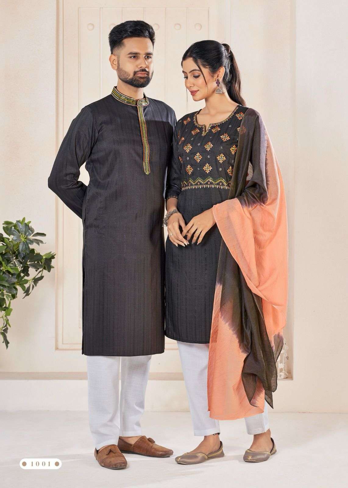 COUPLE GOAL DESIGNER WITH WORK KURTI AND KURTA COMBO ARE AVAILABLE AT WHOLESALE PRICE