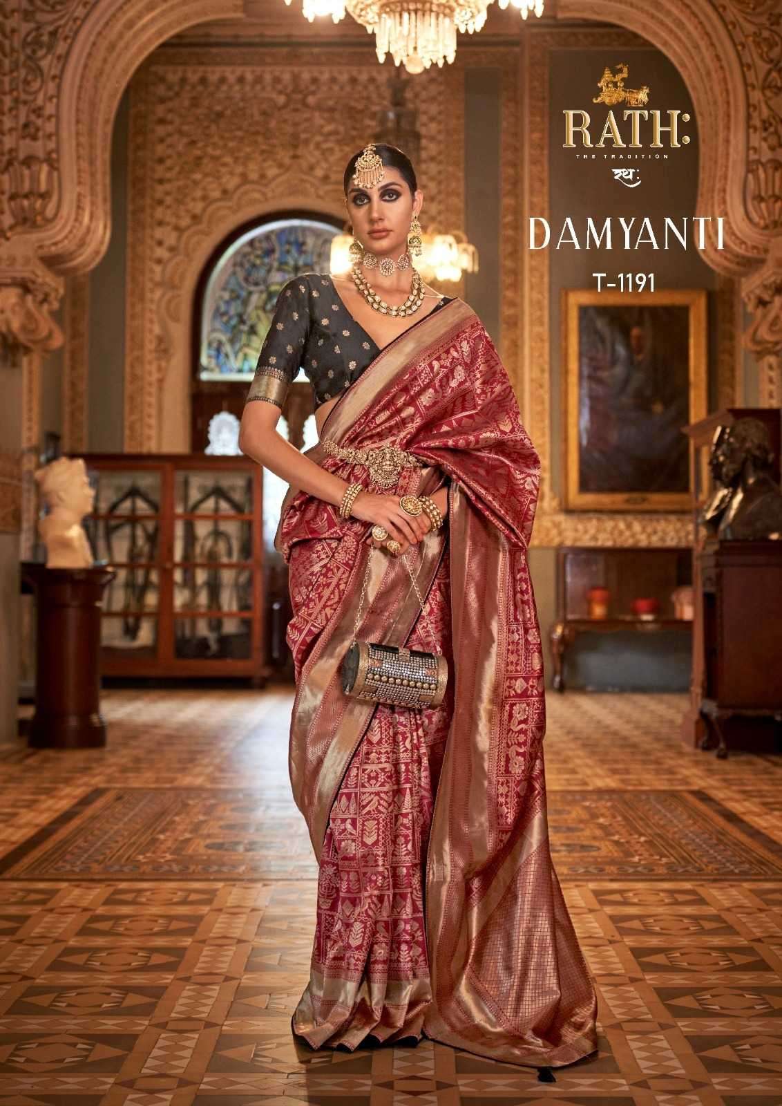 DAMYANTI SERIES 1190 TO 1198 SAREE BY RATH DESIGNER SILK SAREES ARE AVAILABLE AT WHOLESALE PRICE