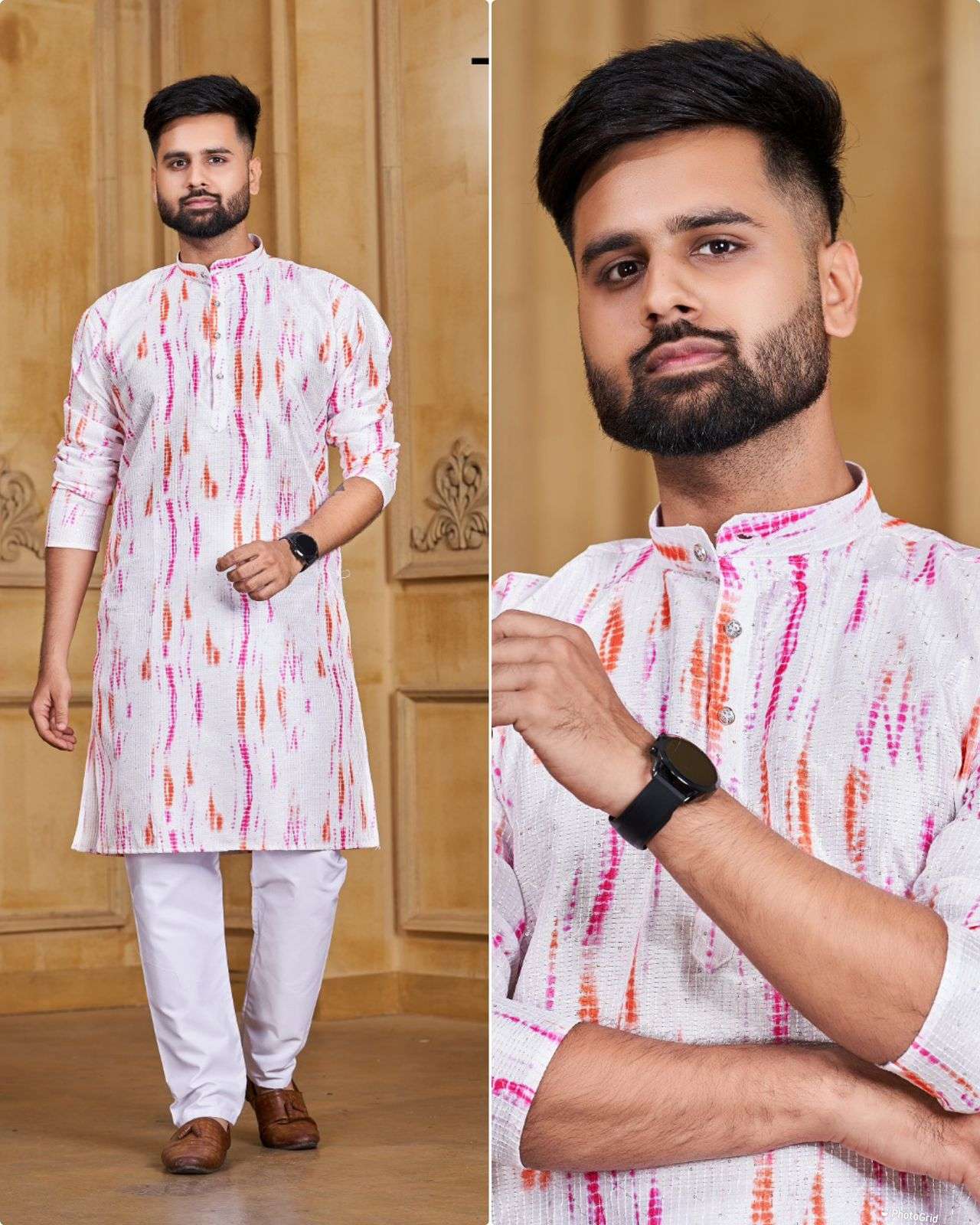 DESIGNER KURTA PAYJAMA PARTY WEAR PRINTED AND WORK BANGLORI SILK KURTA PAYJAMA ARE AVAILABLE AT WHOLESALE PRICE