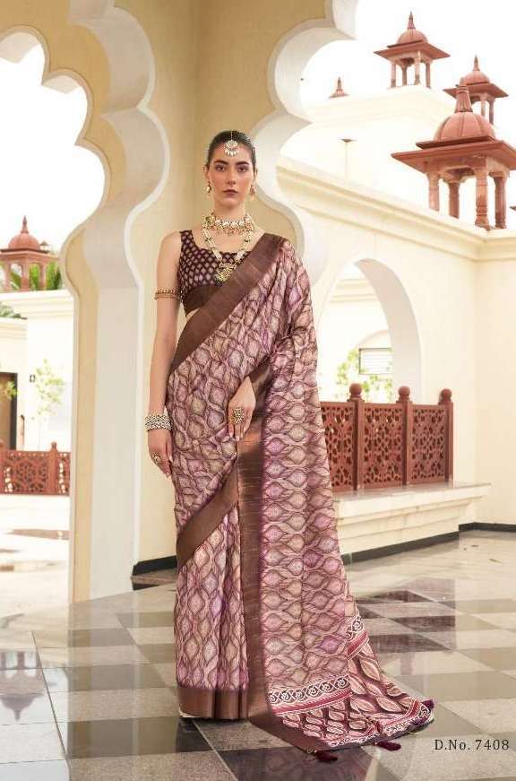 KARVAAH VOL-2 SERIES 7401 TO 7411 SAREE BY PANKHA DESIGNER WITH PRINTED SILK SAREES ARE AVAILABLE AT WHOLESALE PRICE