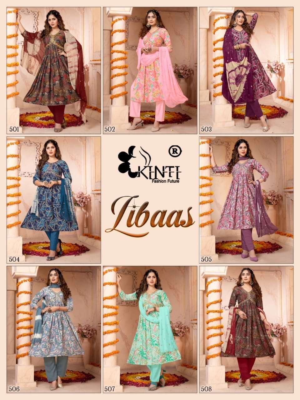 LIBAAS SERIES 101 TO 108 BY KINTI DESIGNER PRINTED KURTI WITH PANT AND DUPATTA ARE AVAILABLE AT WHOLESALE PRICE