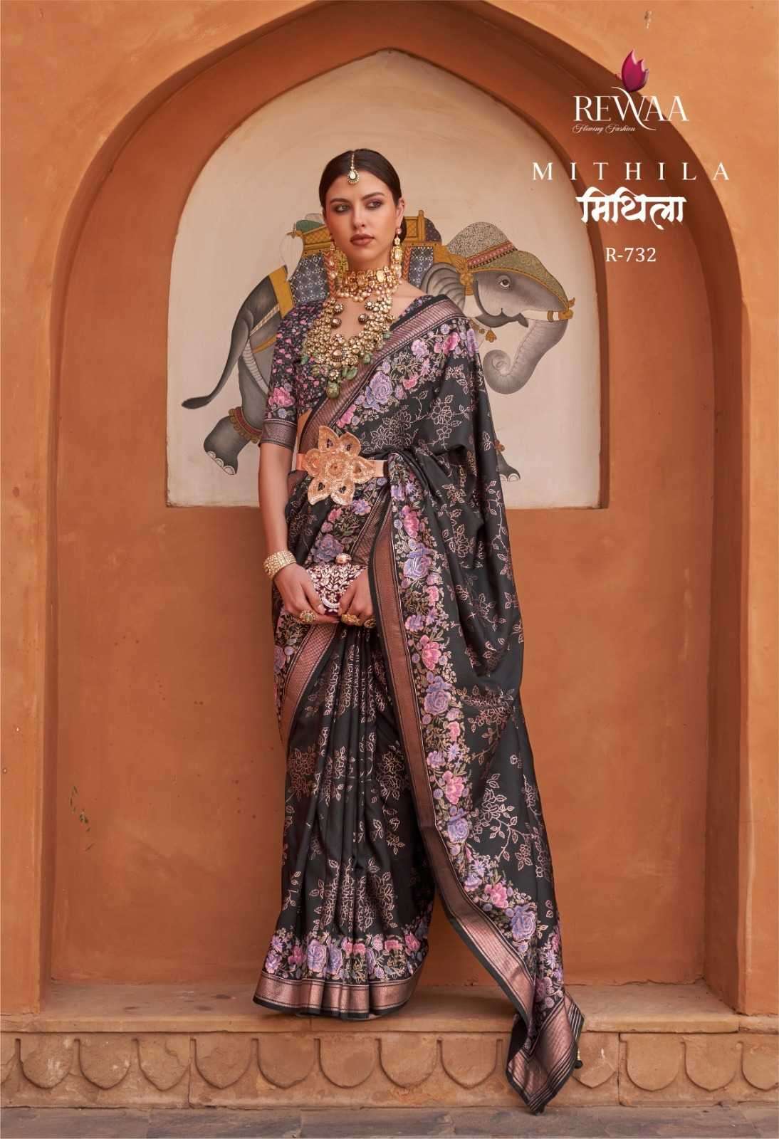 MITHILA SERIES 730 TO 742 SAREE BY REWAA DESIGNER SILK SAREES ARE AVAILABLE AT WHOLESALE PRICE