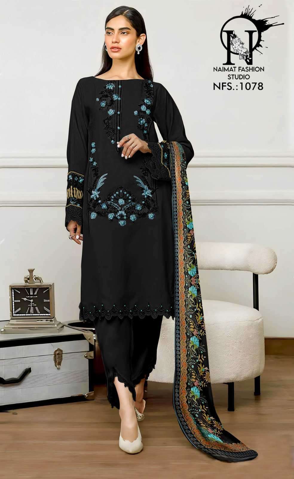 NFS 1078 DESIGNER WITH WORK PAKISTANI STYLE GEORGETTE TOP WITH PANT AND DUPATTA ARE AVAILABLE AT WHOLESALE PRICE