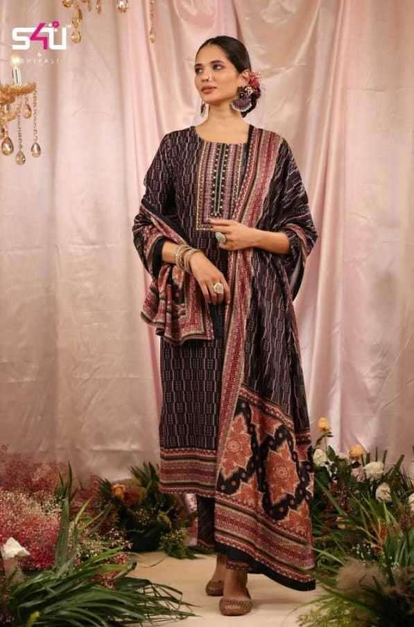 NOOR SERIES 01 TO 06 BY S4U DESIGNER WITH PRINTED READYMADE VELVET SUITS ARE AVAILABLE AT WHOLESALE PRICE