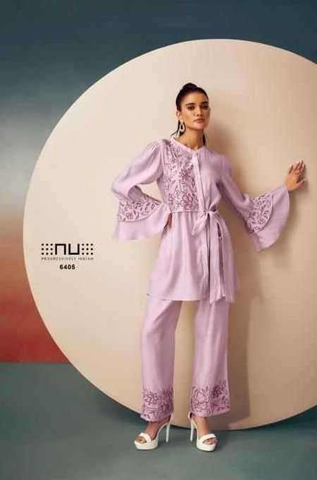 NU VOL-64 SERIES 6401 TO 6405 DESIGNER WITH WORK VISCOSE SILK CO ORD SETS ARE AVAILABLE AT WHOLESALE PRICE
