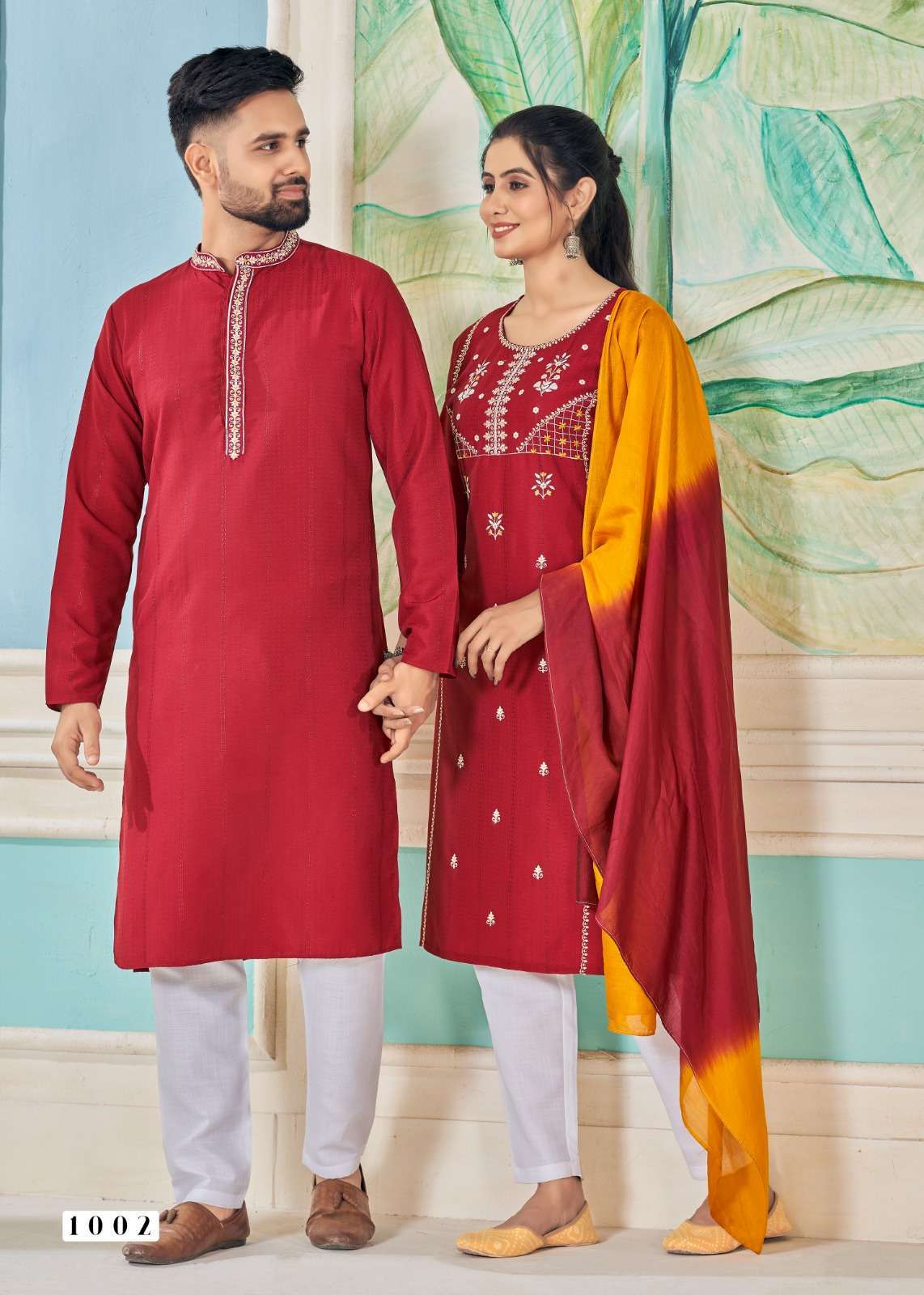 ROYAL COUPLE VOL-13 SERIES 1001 TO 1006 BY BANWAREY DESIGNER VISCOSE  KURTI AND KURTA SETS FOR COUPLE ARE AVAILABLE AT WHOLESALE PRICE