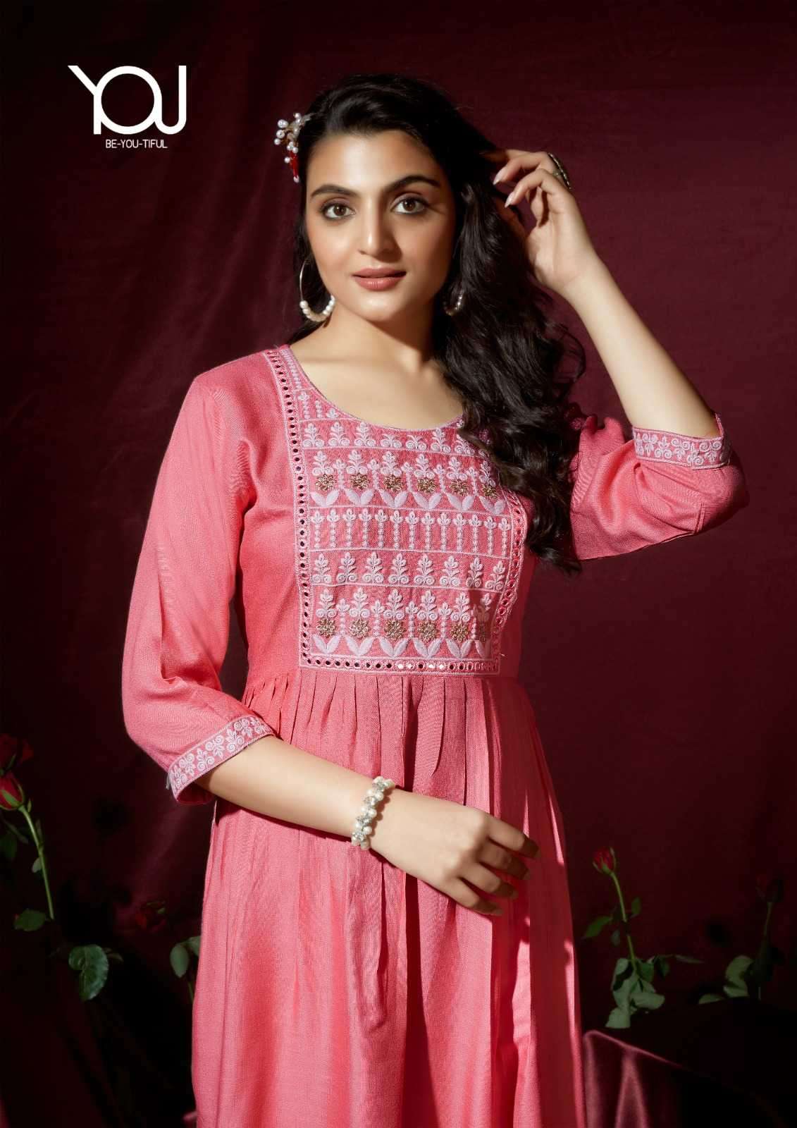 SMILEY VOL-2 SERIES 101 TO 106 KURTI BY YOU DESIGNER WITH WORK RAYON KURTIS ARE AVAILABLE AT WHOLESALE PRICE