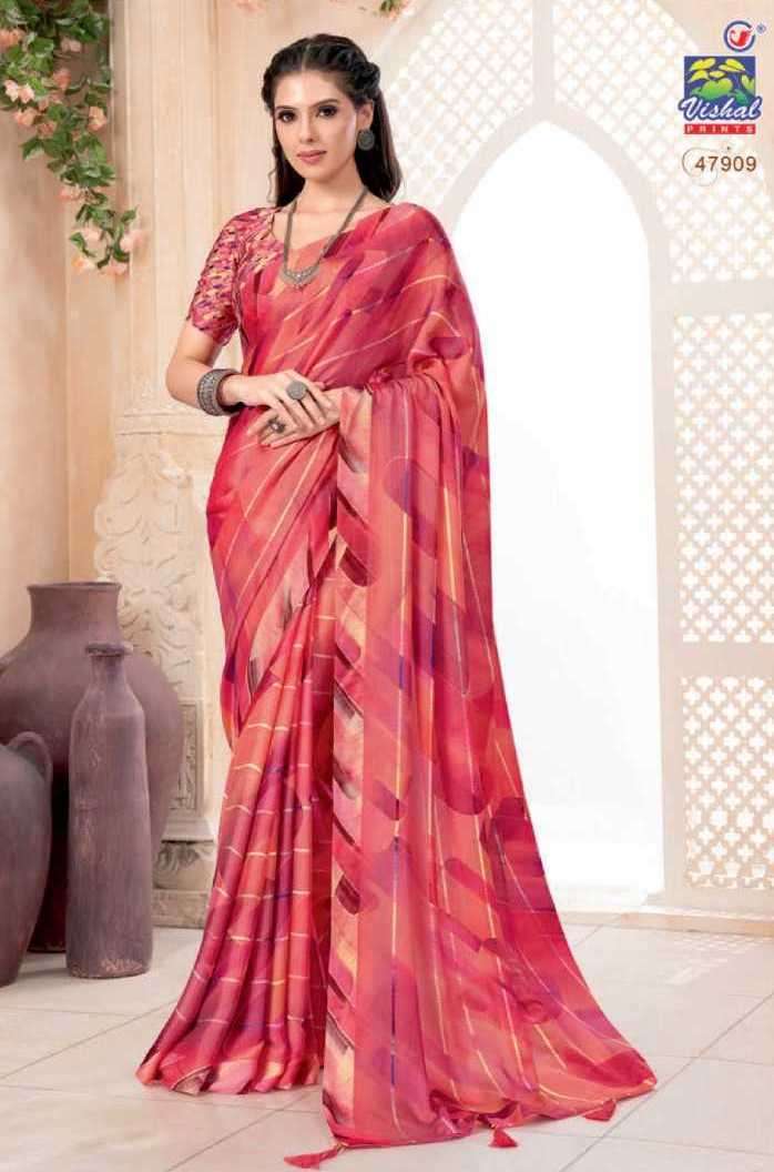TORAL SERIES 47907 TO 47912 SAREE BY VISHAL DESIGNER PRINTED FANCY SAREES ARE AVAILABLE AT WHOLESALE PRICE