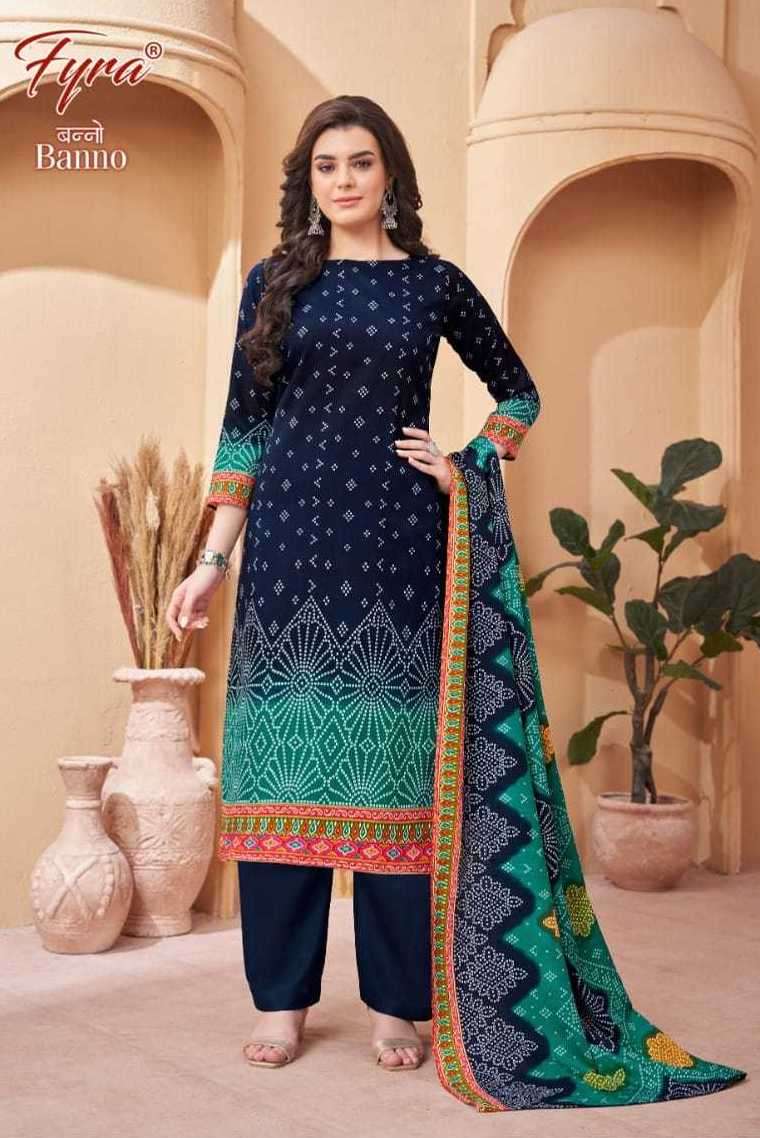 BANNO SERIES 954 BY FYRA DESIGNER WITH PRINTED PASHMINA SUITS ARE AVAILABLE AT WHOLESALE PRICE