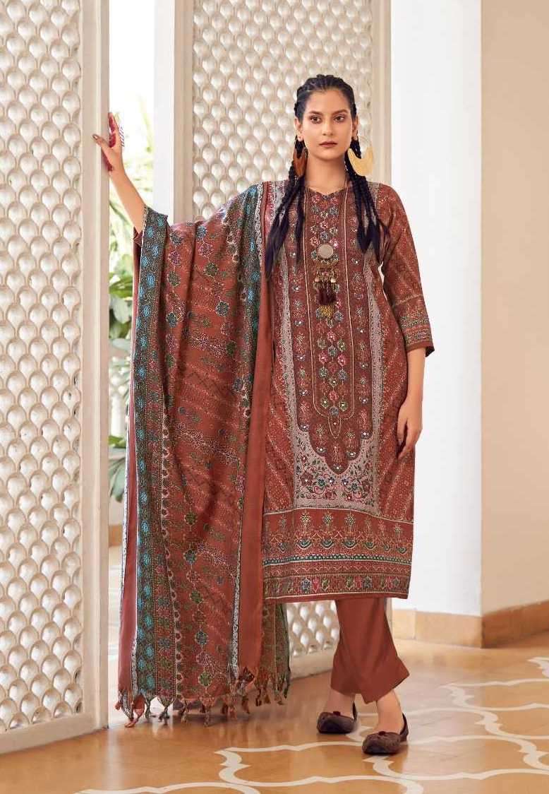 HAIFA SERIES 855 BY BELLIZA DESIGNER WITH PRINTED PASHMINA SUITS ARE AVAILABLE AT WHOLESALE PRICE