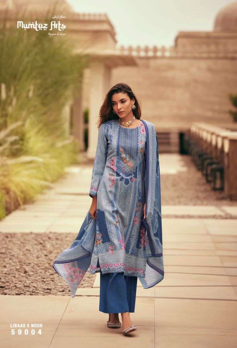 LIBAS E NOOR SERIES 59001 TO 59004 BY MUMTAZ ARTS DESIGNER WITH WORK VISCOSE PASHMINA SUITS ARE AVAILABLE AT WHOLESALE PRICE