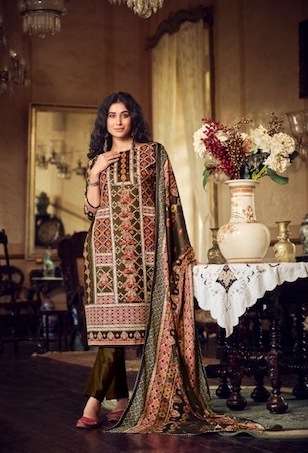 REHNUMA SERIES 521 BY ZULFAT DESIGNER WITH PRINTED PASHMINA SUITS ARE AVAILABLE AT WHOLESALE PRICE