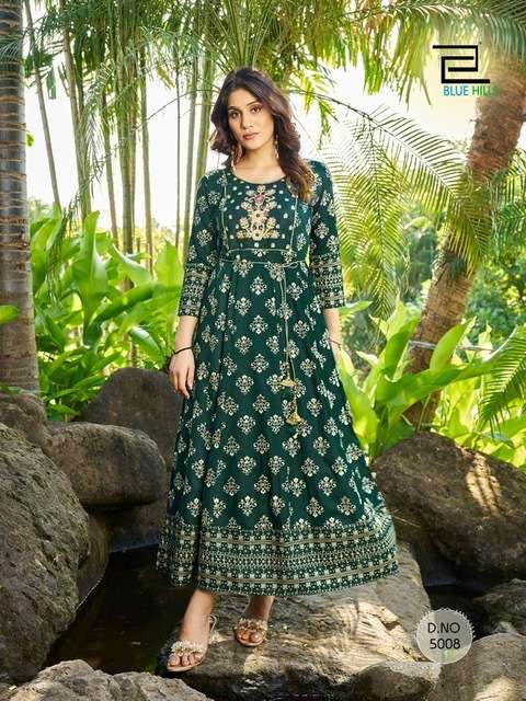 SANDWITCH VOL-5 SERIES 5001 TO 5008 BY BLUE HILLS DESIGNER WITH PRINTED ANARKALI GOWNS ARE AVAILABLE AT WHOLESALE PRICE