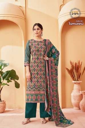 TAMANNA SERIES 1403 BY HARSHIT FASHION DESIGNER WITH PRINTED PASHMINA SUITS ARE AVAILABLE AT WHOLESALE PRICE