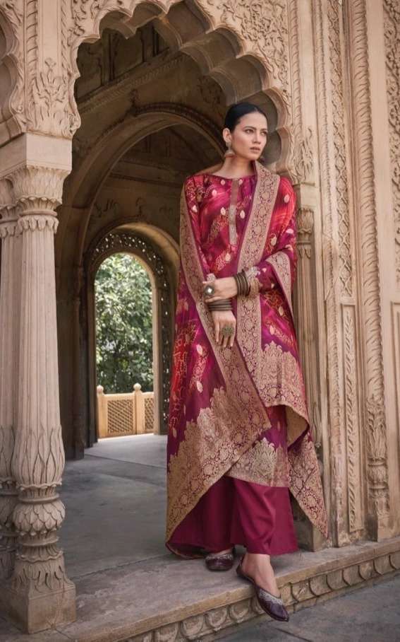 BANDHEJ SERIES 26061 TO 26066 BY FIONA DESIGNER WITH DIGITAL PRINTED DOLA SILK JACQUARD SUITS ARE AVAILABLE AT WHOLESALE PRICE