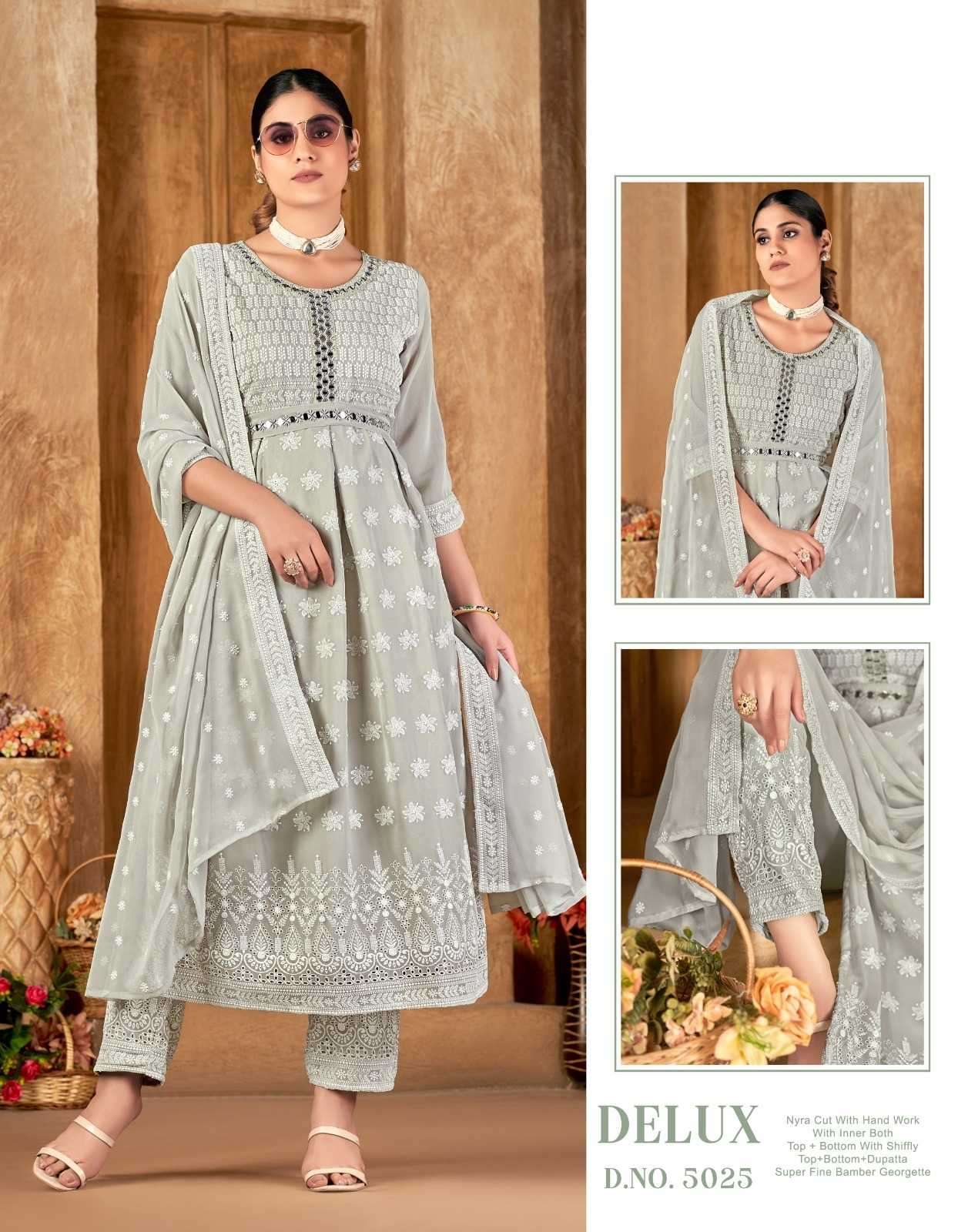 DELUX SERIES 5000 BY TUNIC HOUSE DESIGNER WITH WORK GEORGETTE READYMADE SUITS ARE AVAILABLE AT WHOLESALE PRICE