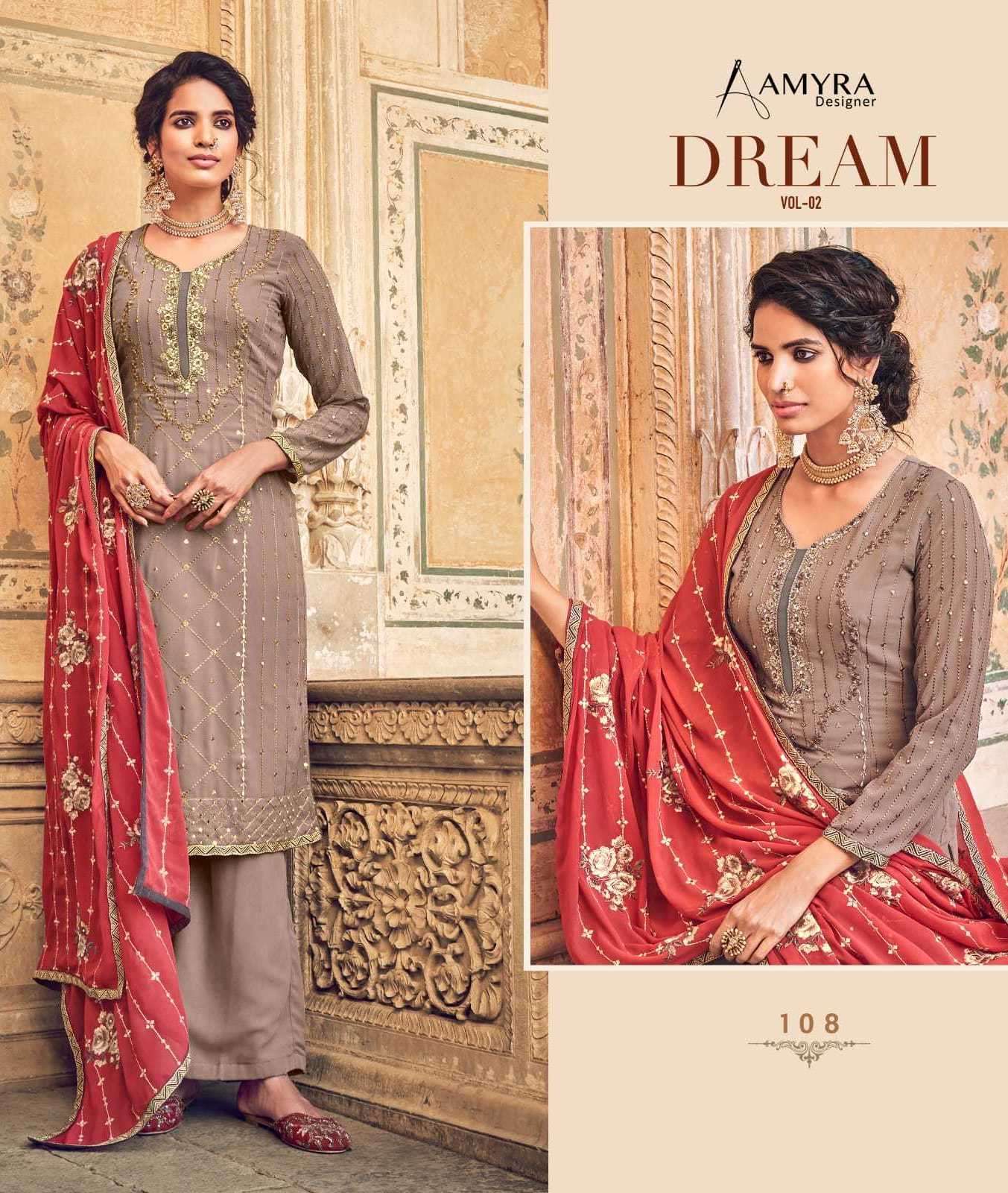 DREAM VOL-2 SERIES 105 TO 108 BY AMYRA DESIGNER WITH EMBROIDERY WORK GEORGETTE STRAIGHT SUITS ARE AVAILABLE AT WHOLESALE PRICE