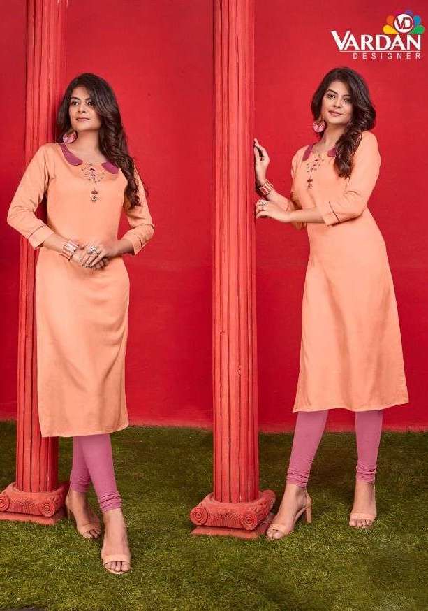 JAAM VOL-1 SERIES 51 TO 54 BY VARDAN DESIGNER WITH WORK CASUAL WEAR LONG COTTON KURTIS ARE AVAILABLE AT WHOLESALE PRICE