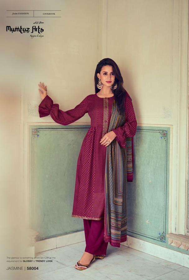 JASMINE VOL-3 SERIESD 5002 TO 5005 BY MUMTAZ ARTS DESIGNER WITH PRINTED AND WORK PASHMINA SUITS ARE AVAILABLE AT WHOLESALE PRICE
