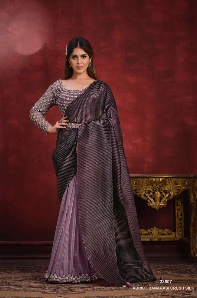 Purple Readymade Saree – StylebyPanaaash