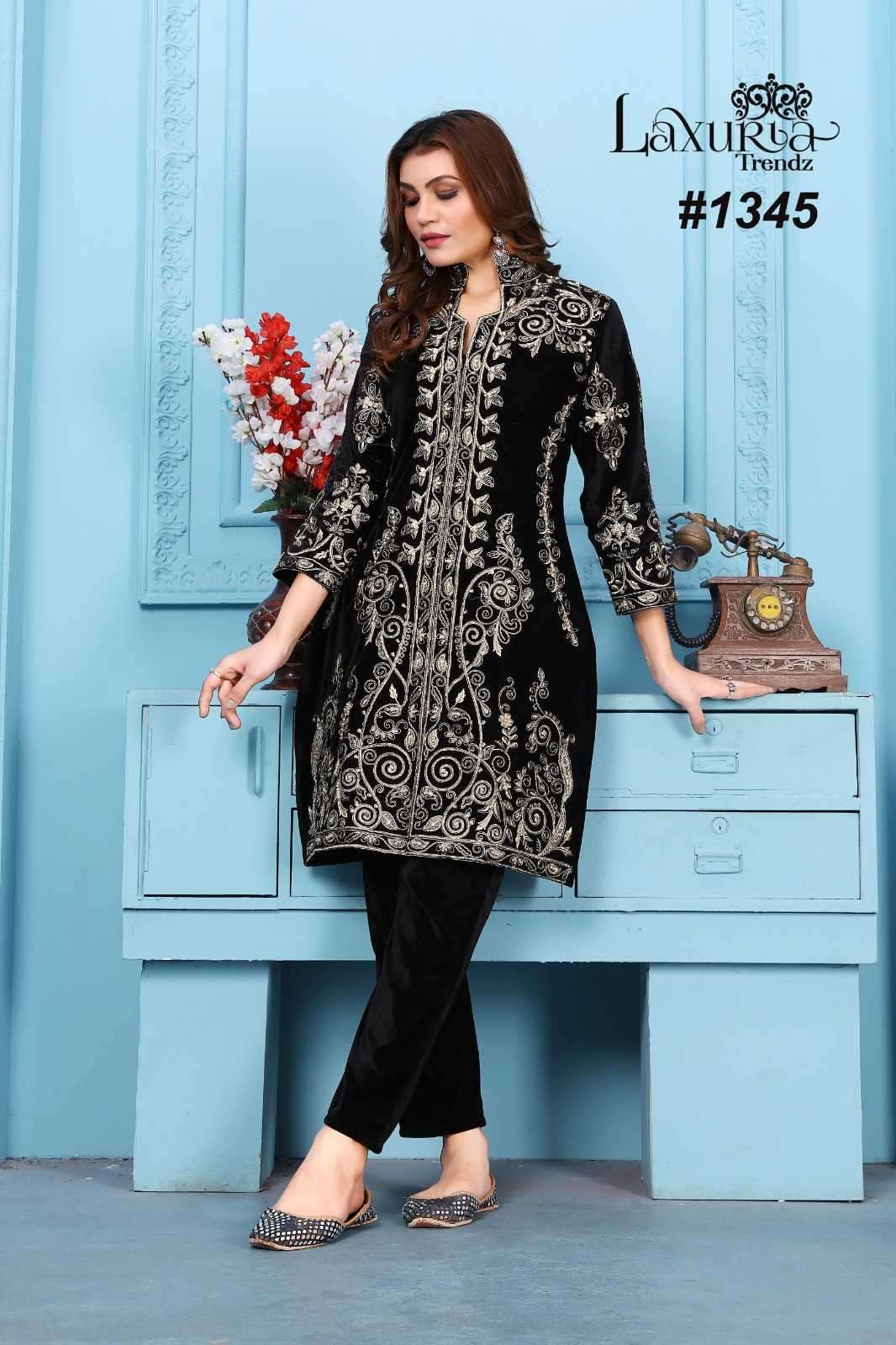 LAXURIA TRENDZ 1345 DESIGNER WITH WORK GEORGETTE PAKISTANI STYLE VELVET TOP WITH PANT ARE AVAILABLE AT WHOLESALE PRICE