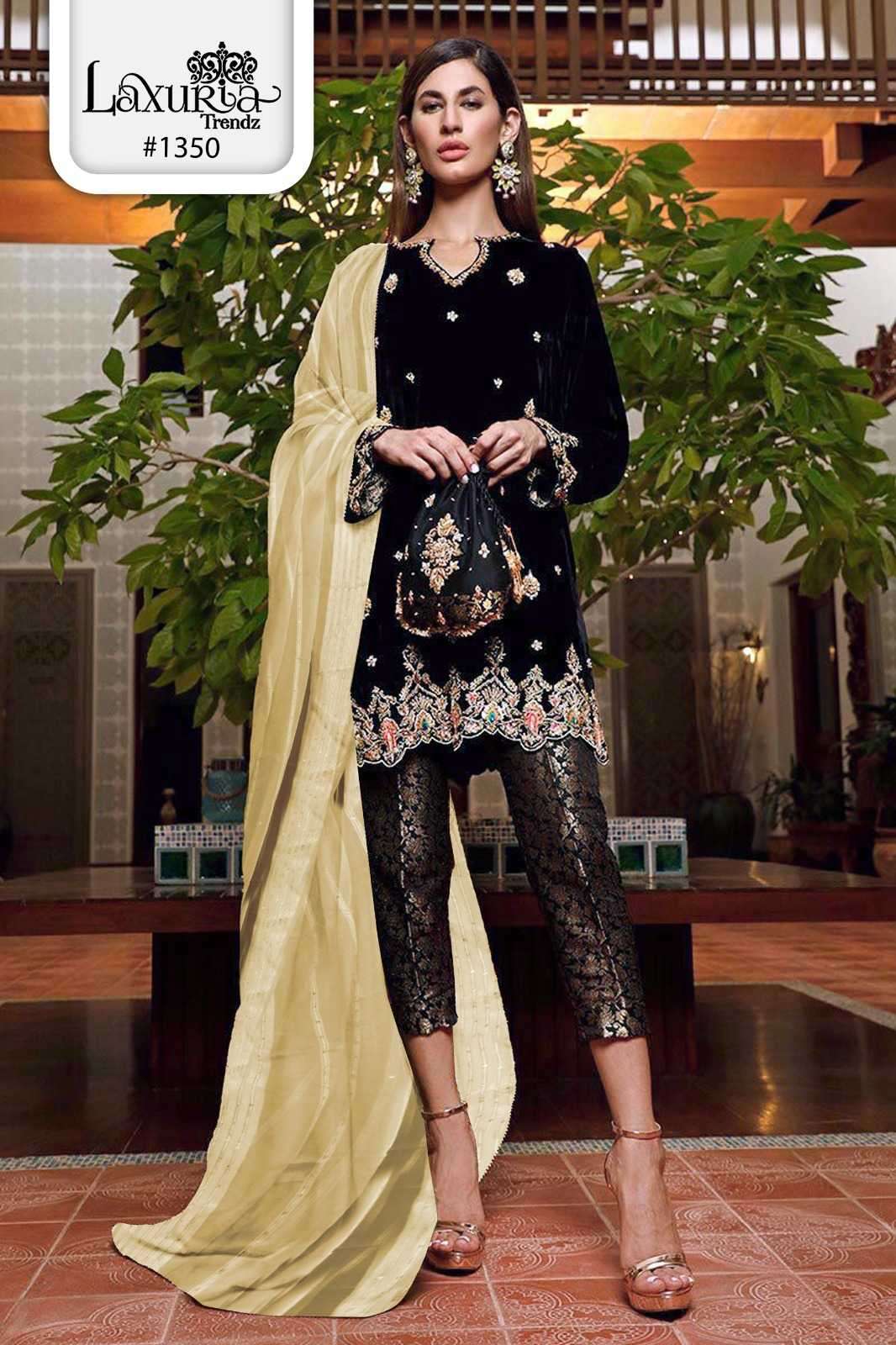 LAXURIA TRENDZ 1350 DESIGNER WITH WORK READYMADE VELVET SUITS ARE AVAILABLE AT WHOLESALE PRICE