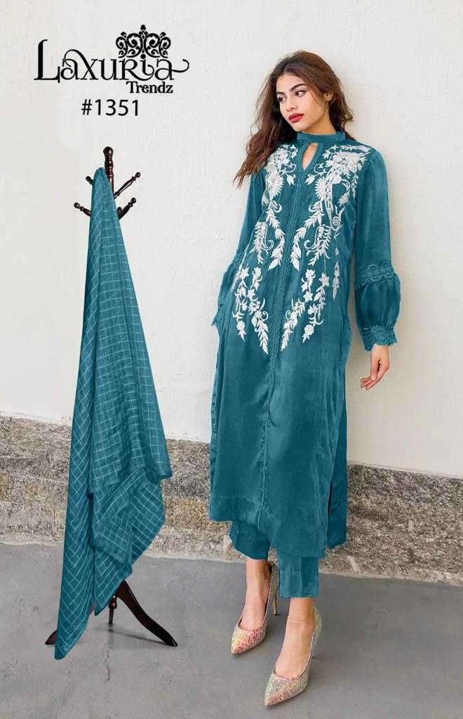 LAXURIA TRENDZ 1351 DESIGNER WITH WORK READYMADE VELVET SUITS ARE AVAILABLE AT WHOLESALE PRICE