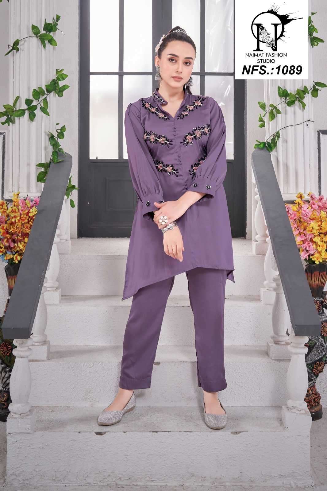 NFS 1089 DESIGNER WITH EMBROIDERY WORK FANCY CO ORD SETS ARE AVAILABLE AT WHOLESALE PRICE