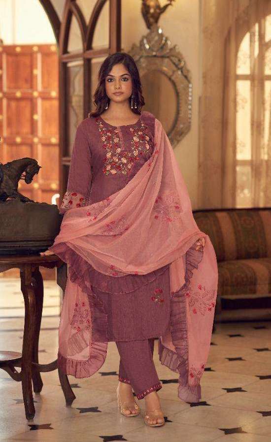 RUFFLES VOL-2 SERIES 1411 TO 1416 BY VINK DESIGNER WITH WORK SILK READYMADE SUITS ARE AVAILABLE AT WHOLESALE PRICE