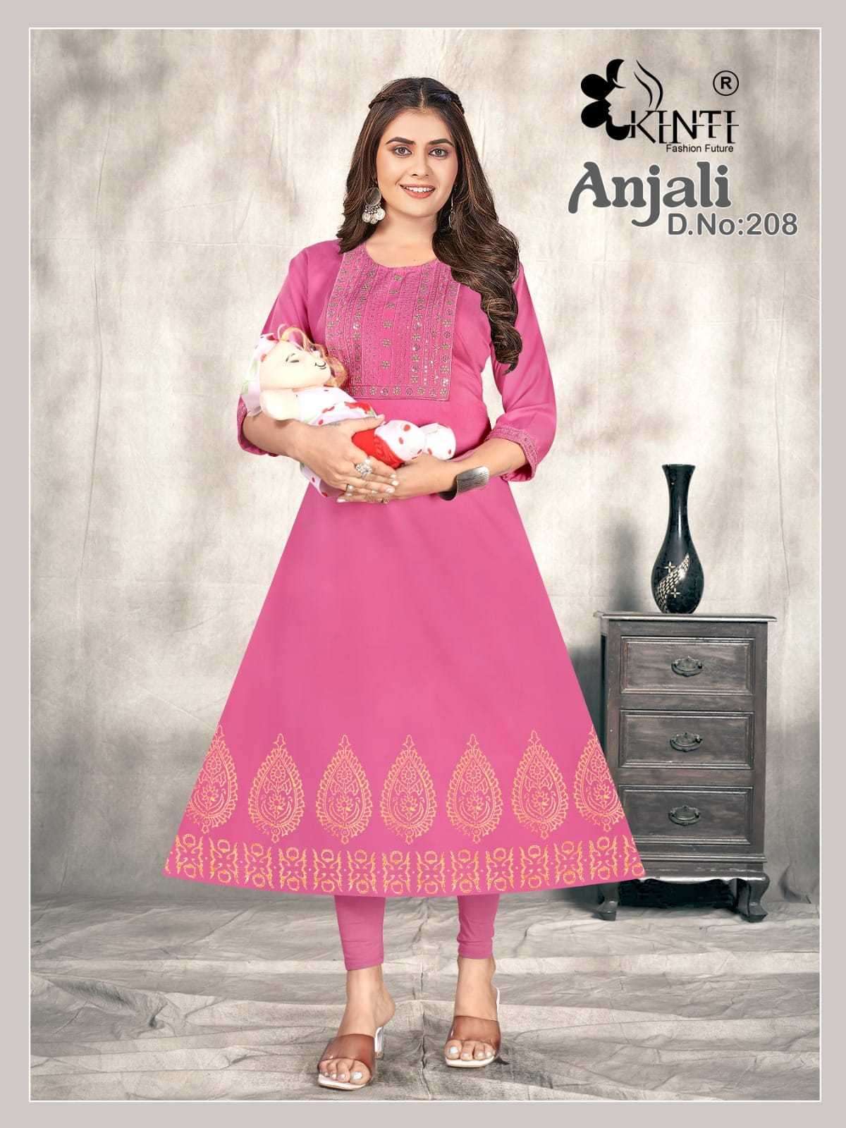 ANJALI VOL-2 SERIES 201 TO 208 KURTI BY KINTI DESIGNER WITH PRINTED RAYON KURTIS ARE AVAILABLE AT WHOLESALE PRICE