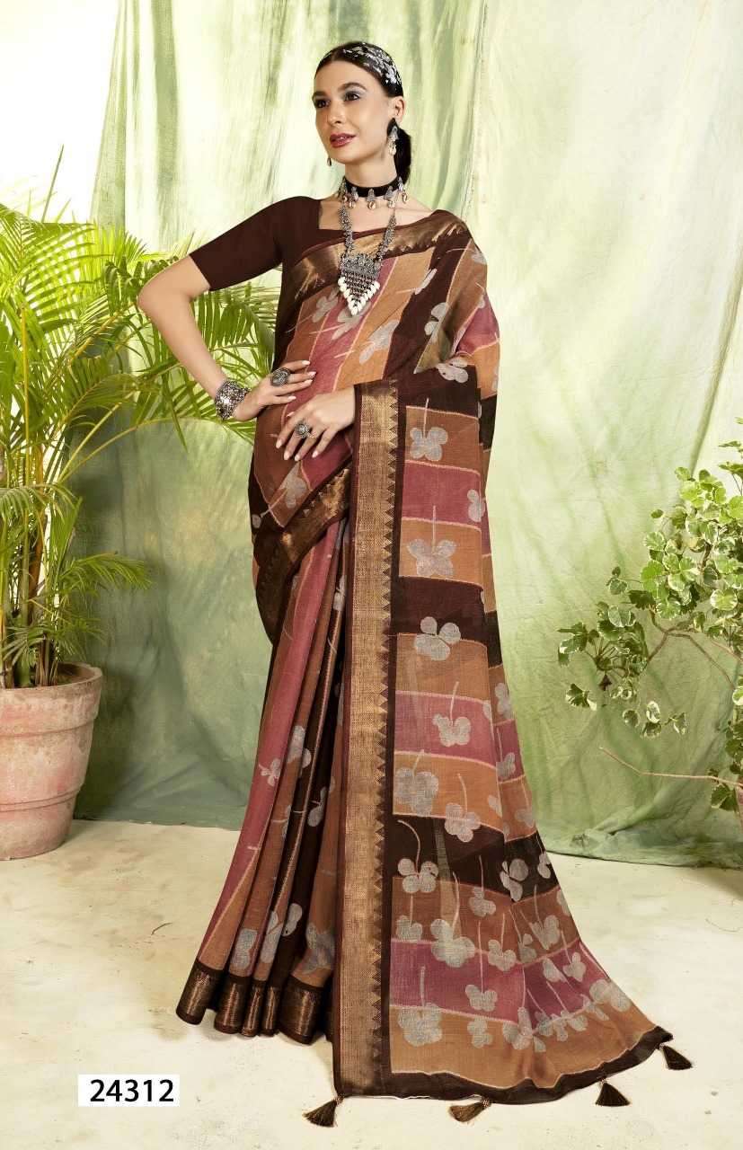 GUNGUN VOL-5 SERIES 24311 TO 24316 SAREE BY TRIVENI DESIGNER WITH PRINTED LINEN SAREES ARE AVAILABLE AT WHOLESALE PRICE