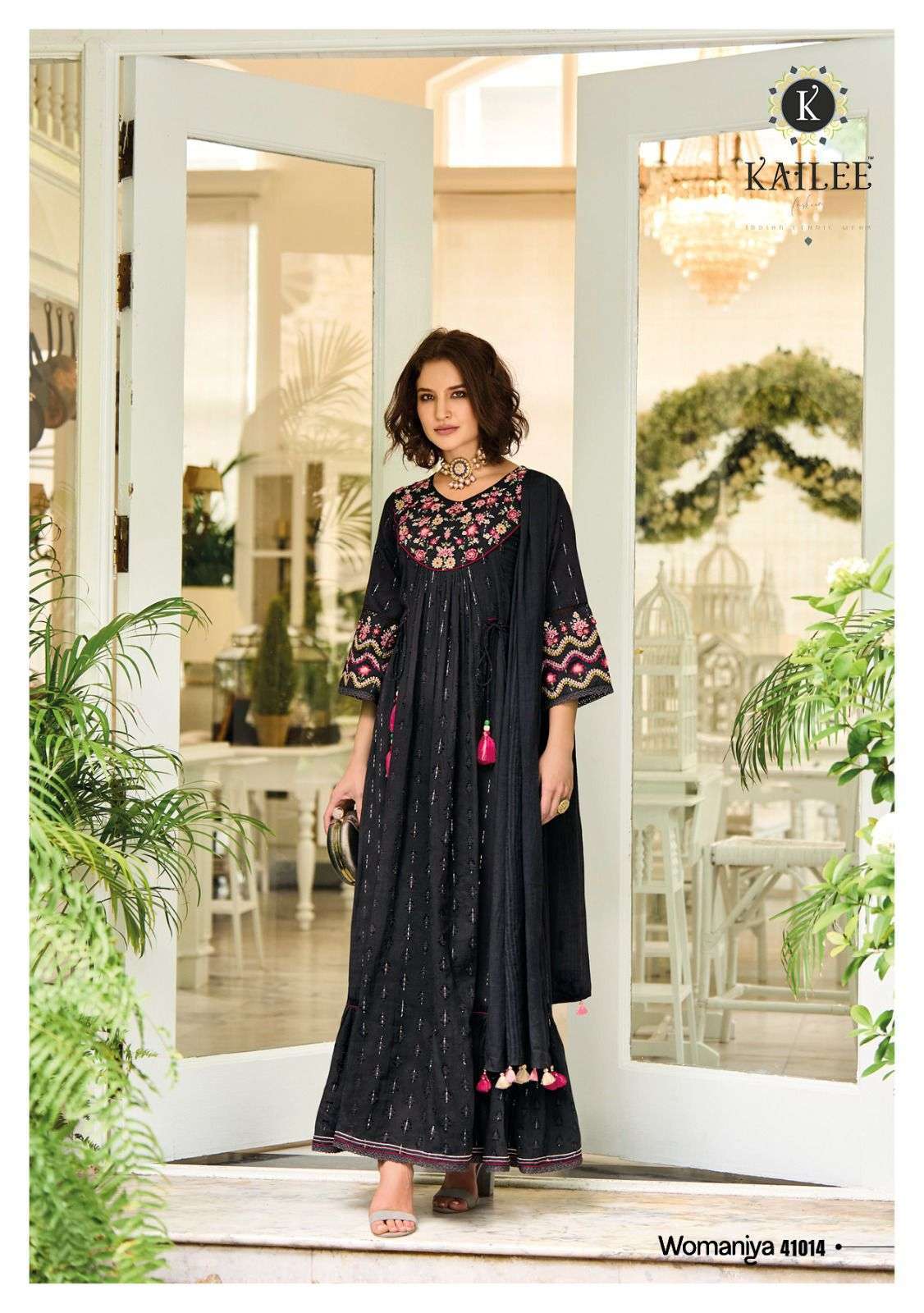 WOMANIYA SERIES 41011 TO 41014 BY KAILEE DESIGNER WITH EMBROIDERY AND HAND WORK COTTON GOWNS ARE AVAILABLE AT WHOLESALE PRICE