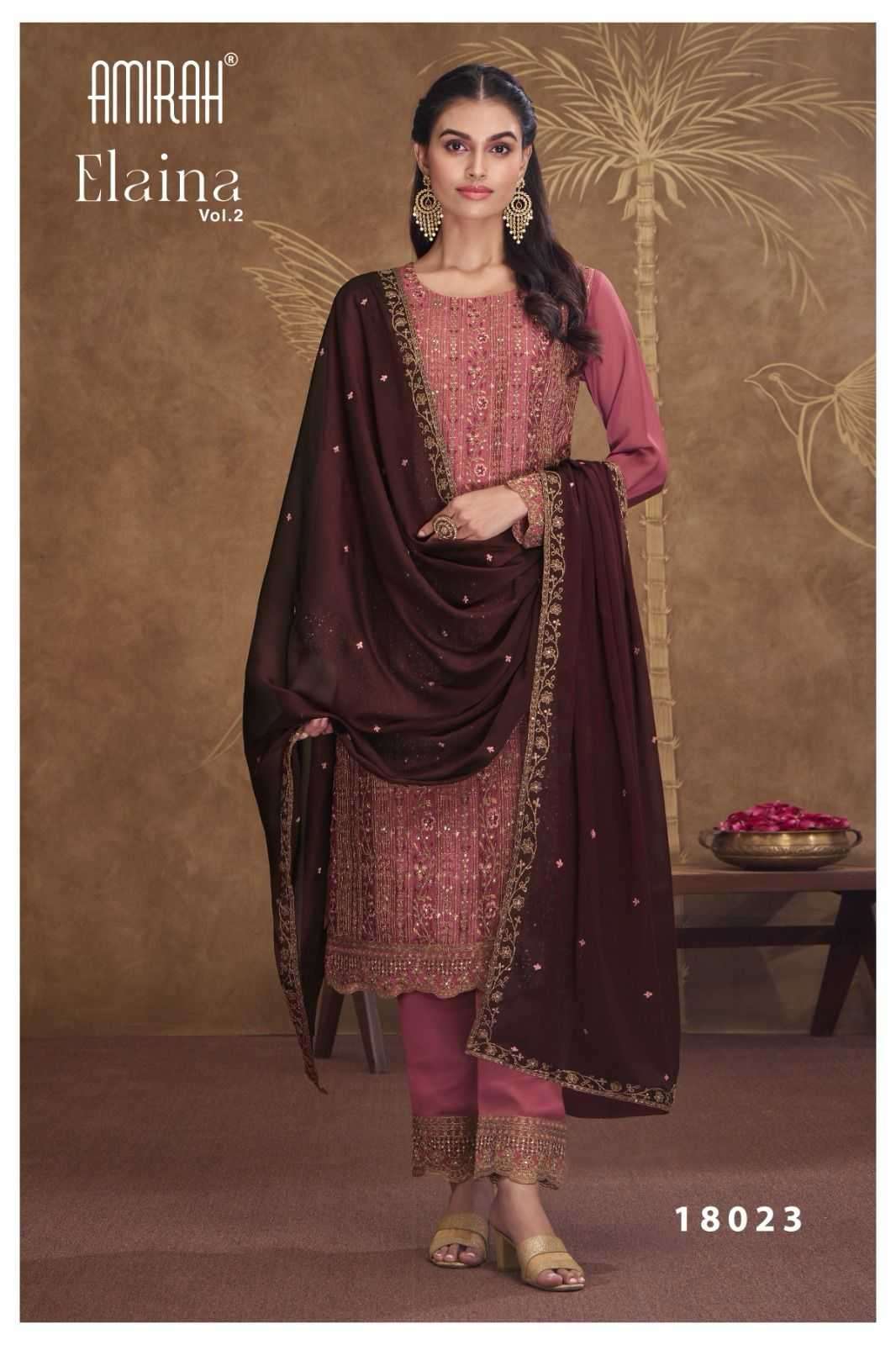 ELAINA VOL-2 SERIES 18021 TO 18025 BY AMIRAH DESIGNER WITH WORK SILK SUITS ARE AVAILABLE AT WHOLESALE PRICE