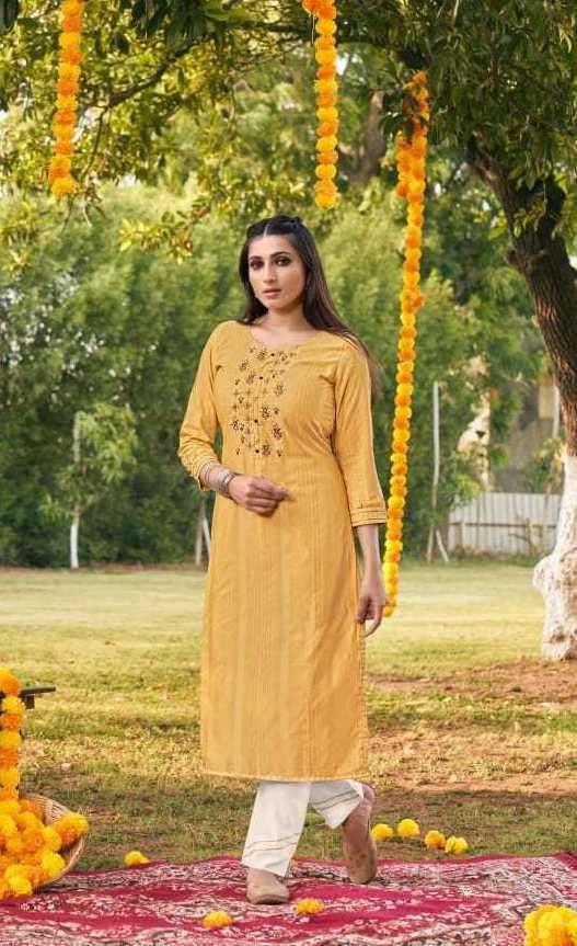 FALAK SERIES 13371 TO 13374 KURTI BY KALAROOP DESIGNER WITH WORK RAYON KURTIS ARE AVAILABLE AT WHOLESALE PRICE