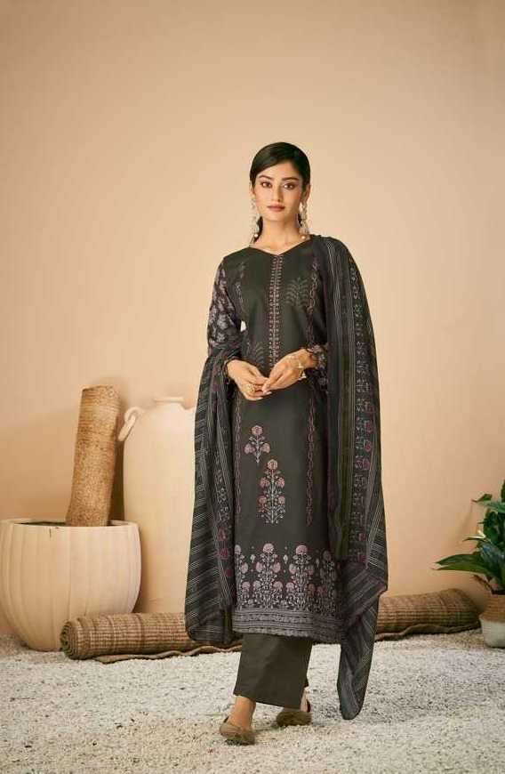 Multicolor Cotton Embroidered Flared Stitched Suit Set, Radhika-Alia-1004
