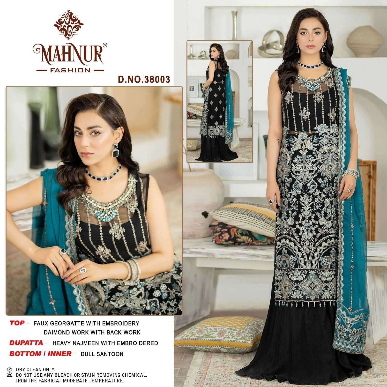 MAHNUR VOL-38 SERIES 38001 TO 38003 BY MAHNUR FASHION DESIGNER WITH WORK GEORGETTE PAKISTANI STYLE SUITS ARE AVAILABLE AT WHOLESALE PRICE