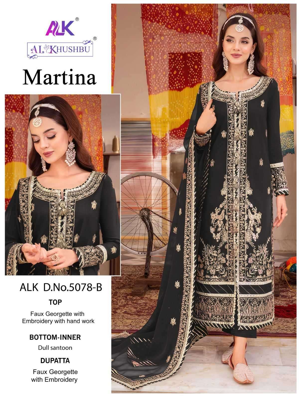 MARTINA SERIES 5078A TO 5078C BY AL KHUSHBU DESIGNER WITH WORK GEORGETTE PAKISTANI STYLE SUITS ARE AVAILABLE AT WHOLESALE PRICE