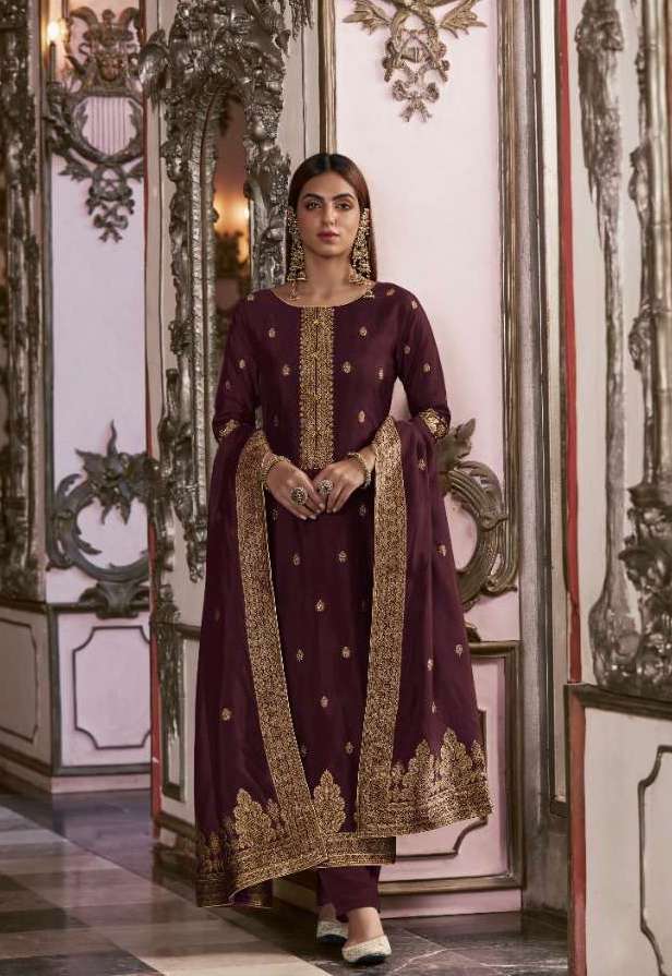 SILKY FESTIVA SERIES 4611 TO 4615 BY ZISA DESIGNER SILK JACQUARD SUITS ARE AVAILABLE AT WHOLESALE PRICE