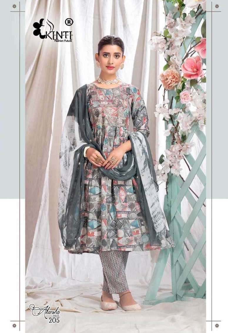 AKANSHA VOL-2 SERIES 201 TO 206 BY KINTI DESIGNER WITH PRINTED CAPSUL KURTI WITH BOTTOM AND DUPATTA ARE AVAILABLE AT WHOLESALE PRICE