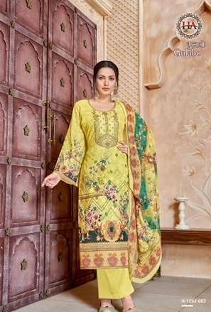 GULABO SERIES 1262 BY HARSHIT FASHION DESIGNER WITH PRINTED AND WORK COTTON SUITS ARE AVAILABLE AT WHOLESALE PRICE
