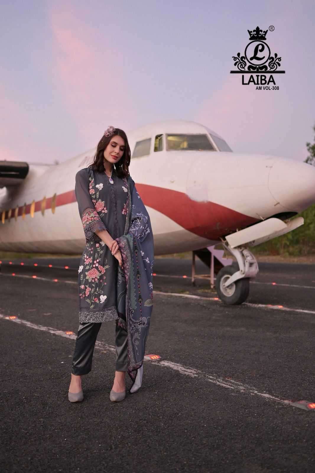 LAIBA AM VOL-308 DESIGNER WITH WORK PAKISTANI STYLE GEORGETTE TOP WITH PANT AND DUPATTA ARE AVAILABLE AT WHOLESALE PRICE