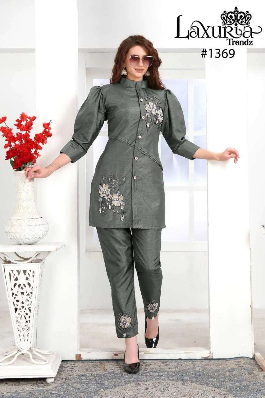 LAXURIA TRENDZ 1369 DESIGNER WITH WORK SATIN CO ORD SETS ARE AVAILABLE AT WHOLESALE PRICE