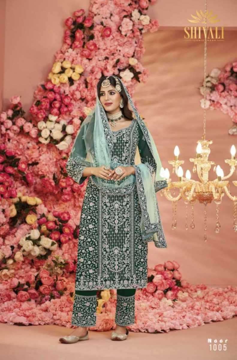 NOOR VOL-4 SERIES 1001 TO 1006 BY SHIVALI DESIGNER WITH HEAVY WORK GEORGETTE BRIDAL WEAR READYMADE SUITS ARE AVAILABLE AT WHOLESALE PRICE