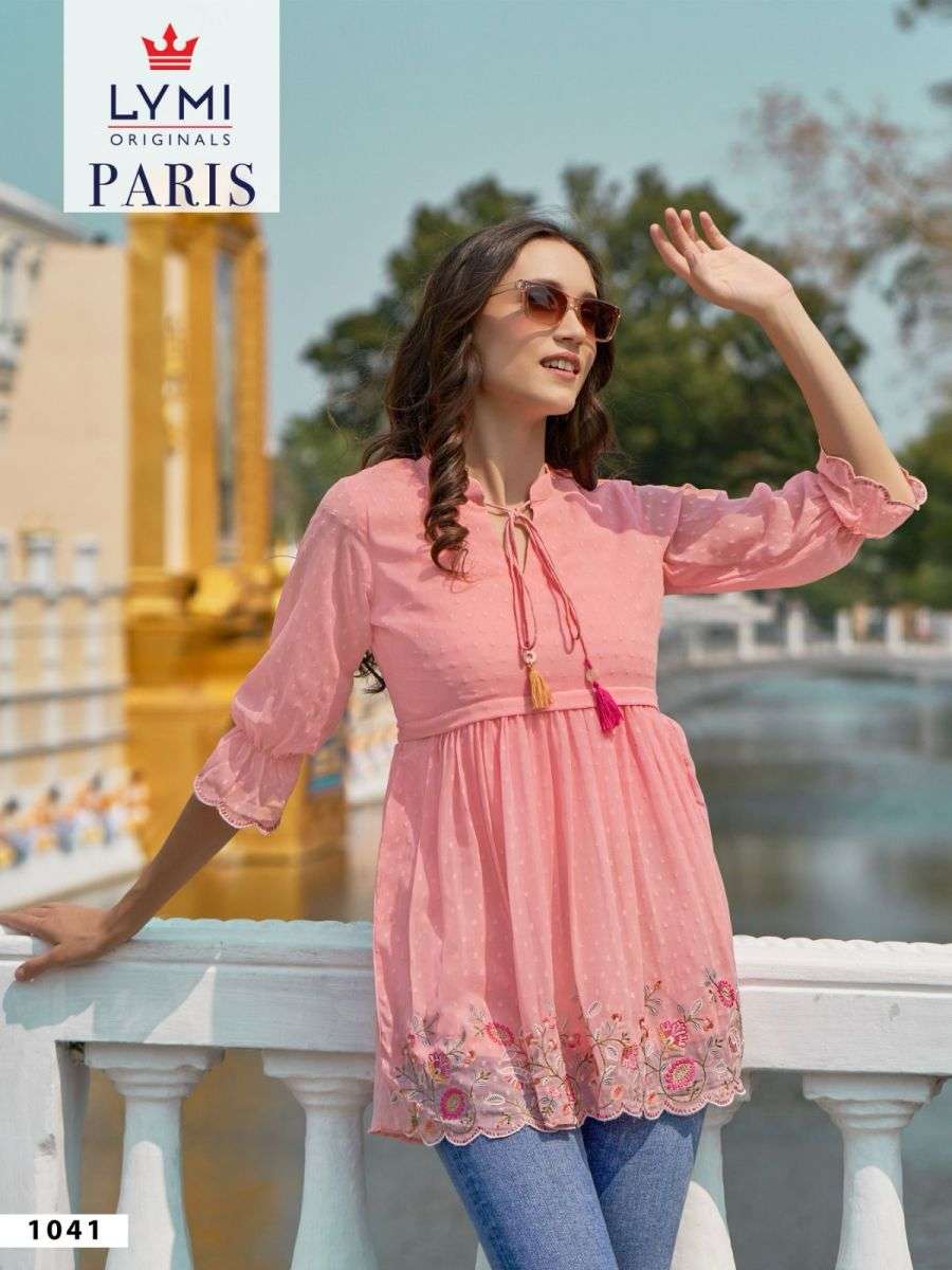 PARIS SERIES 1041 TO 1044 BY LYMI DESIGNER WITH WORK GEORGETTE TOPS ARE AVAILABLE AT WHOLESALE PRICE