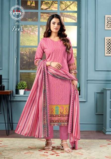 ZEEL SERIES 1480 BY HARSHIT FASHION DESIGNER WITH PRINTED AND WORK COTTON SUITS ARE AVAILABLE AT WHOLESALE PRICE
