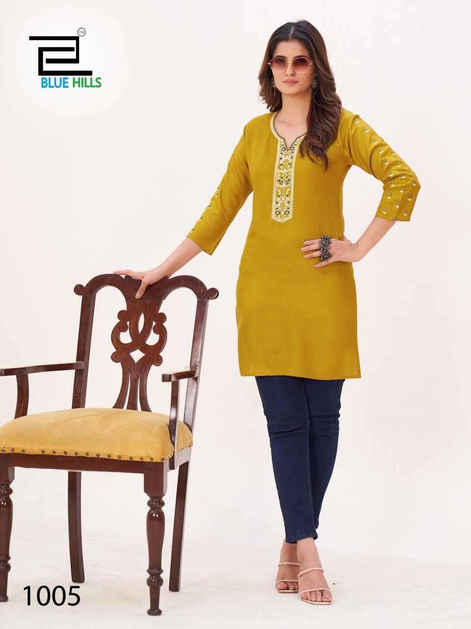 BLOOM SERIES 1001 TO 1006 BY BLUE HILLS DESIGNER WITH WORK RAYON TOPS ARE AVAILABLE AT WHOLESALE PRICE