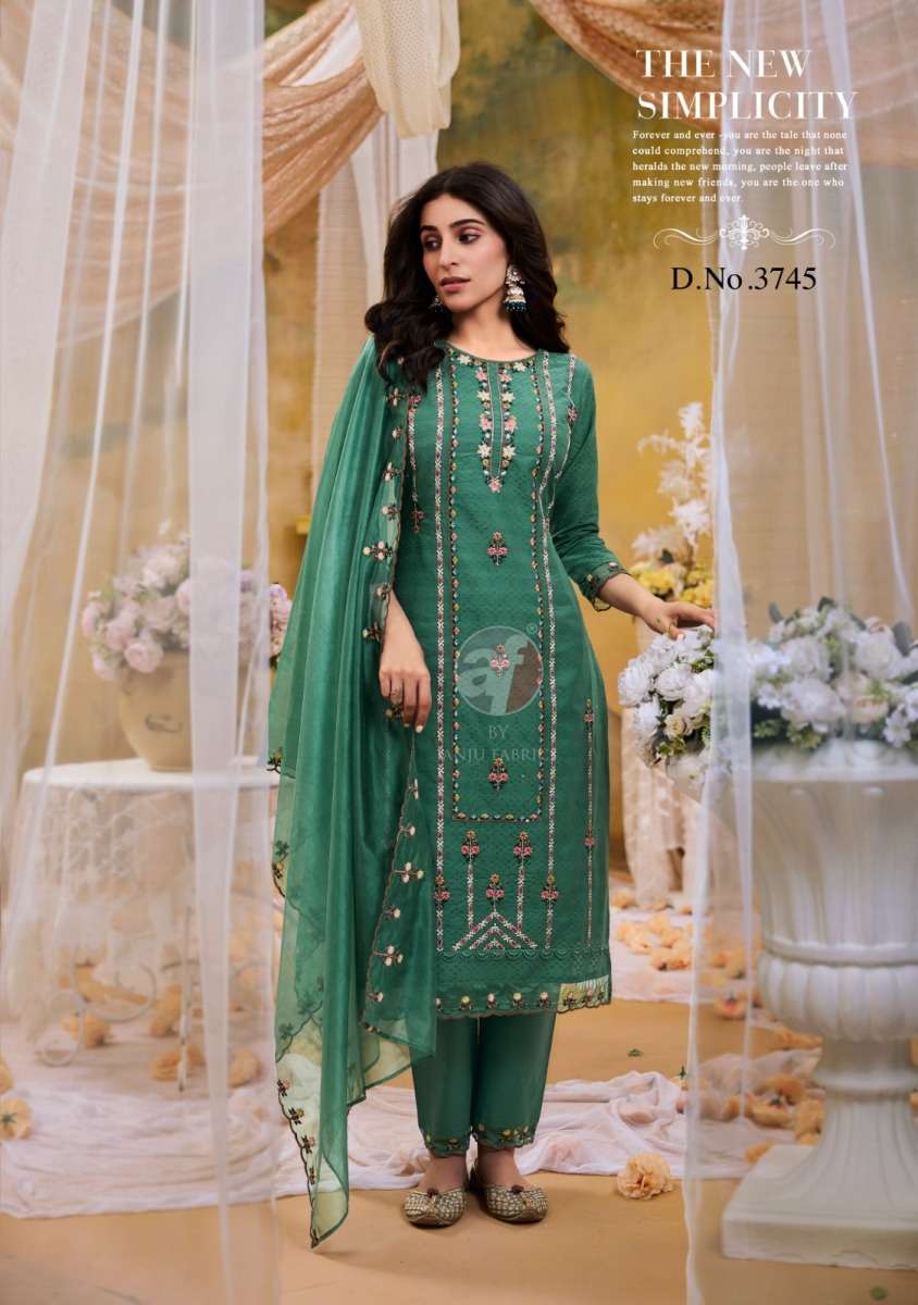 COTTON QUEEN SERIES 3741 TO 3745 BY ANJU FABRICS DESIGNER WITH WORK COTTON KURTI WITH PANT AND DUPATTA ARE AVAILABLE AT WHOLESALE PRICE