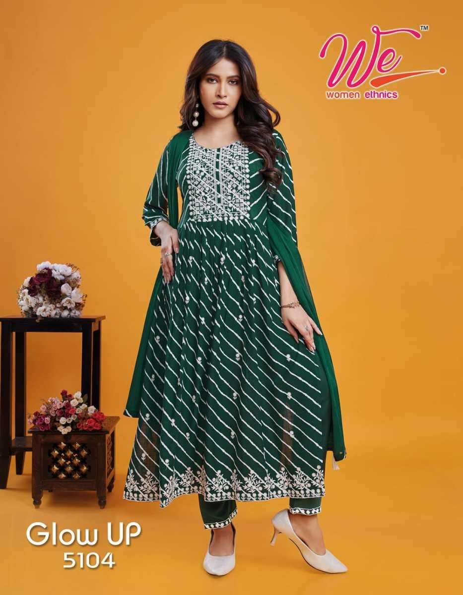 GLOW UP SERIES 5101 TO 5107 BY WE DESIGNER PRINTED RAYON KURTI WITH PANT AND DUPATTA ARE AVAILABLE AT WHOLESALE PRICE